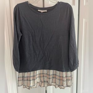 Loft Dark Grey/Pink Cotton Top